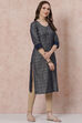 Indigo Art Silk Kurta image number 3